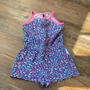 Vineyard Vines for Target navy blue and pink cotton romper with pockets XS 4/5